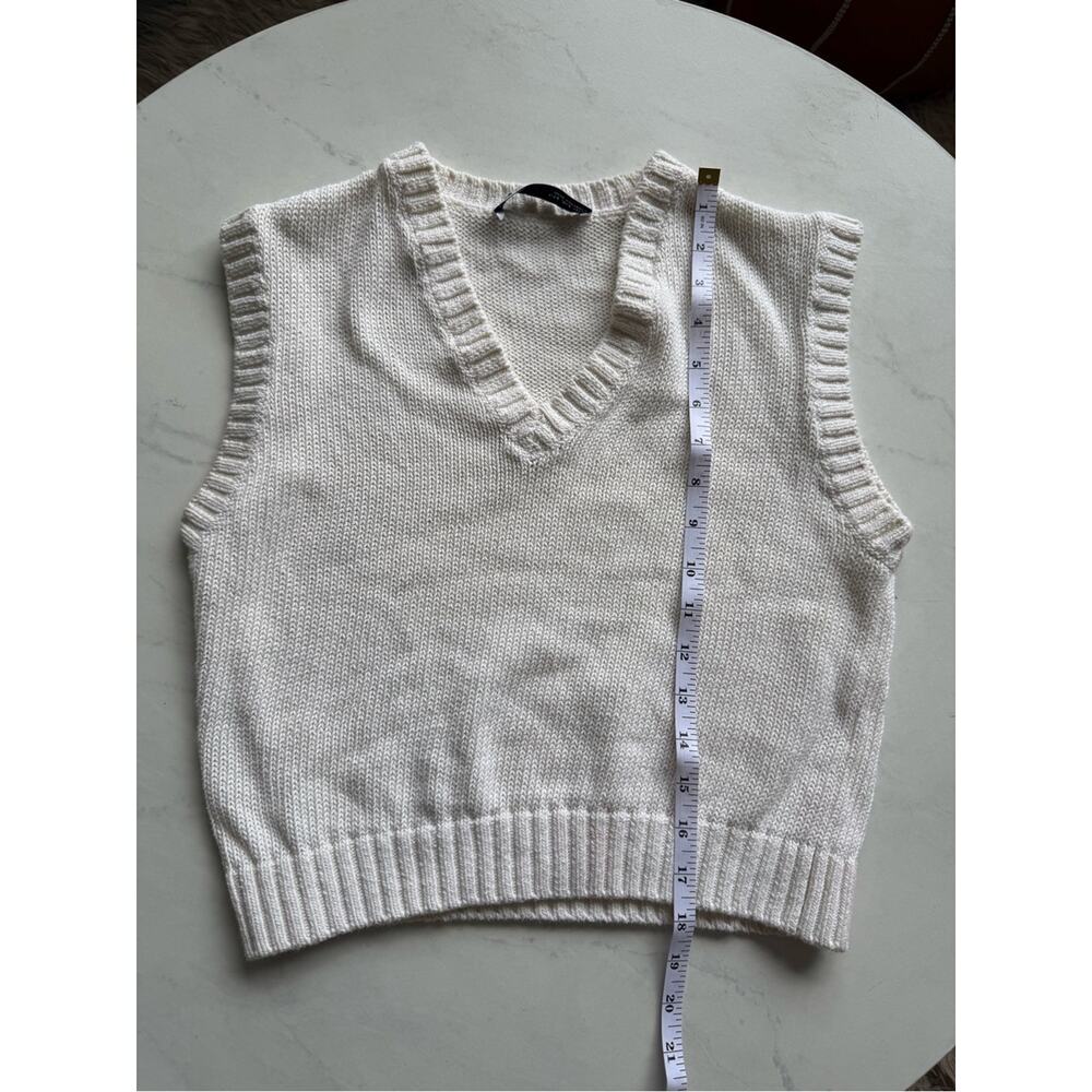 Zara White Cropped Knit Sweater Vest Size S - Picture 7 of 8